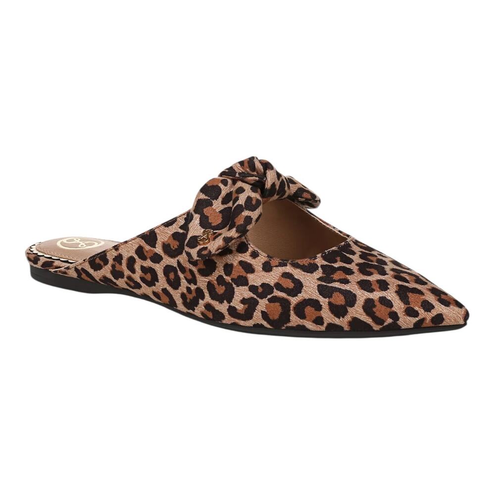 Sam & Libby Women's Marley Knotted Pointed Toe Flat Mules Leopard Size 8